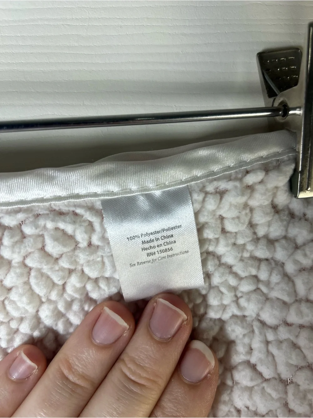 RN 150856 Pink Hearts Baby Blanket White Sherpa Shiny Metallic lovey